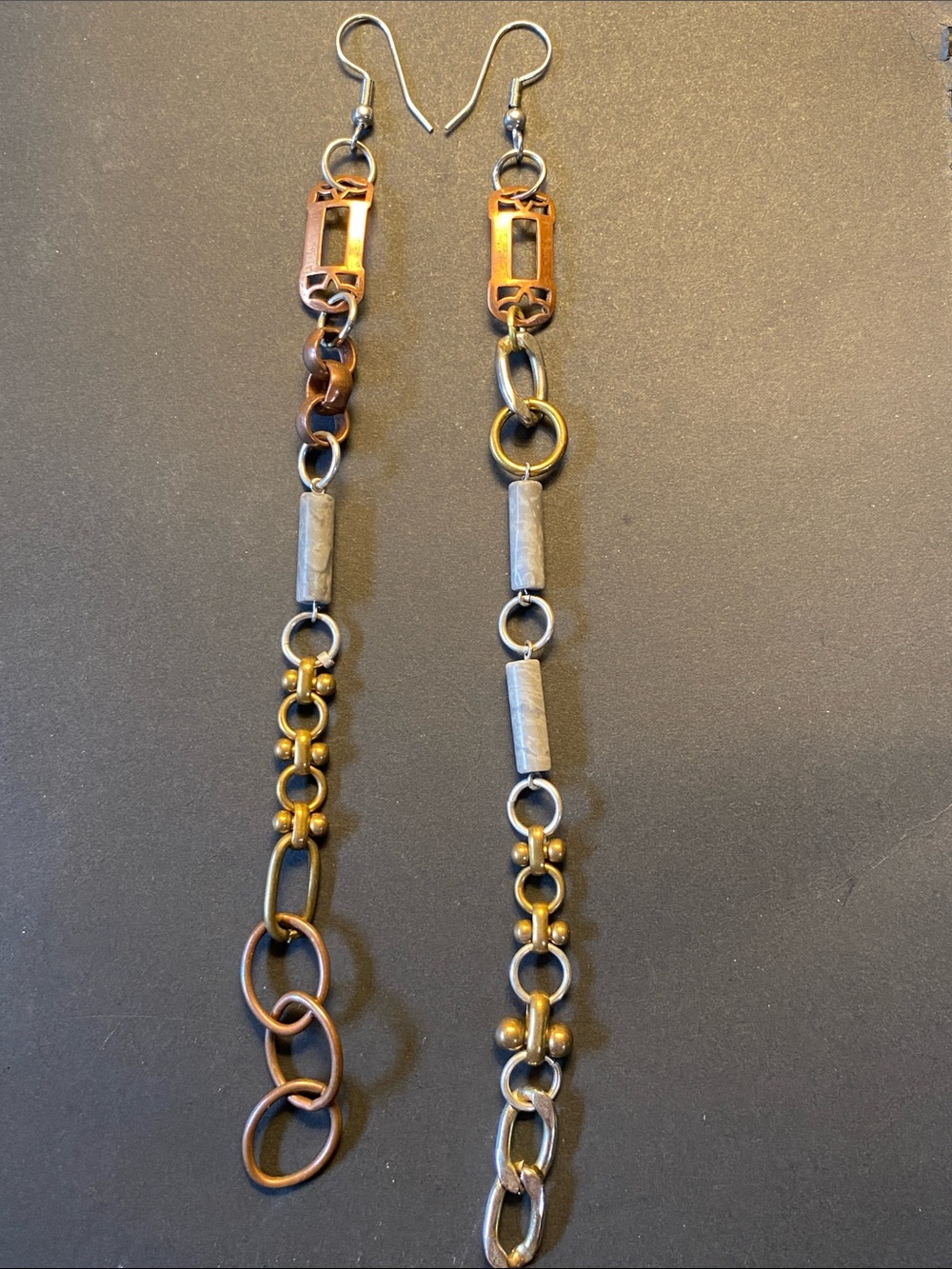 Map Jasper & Vintage Chain Earrings